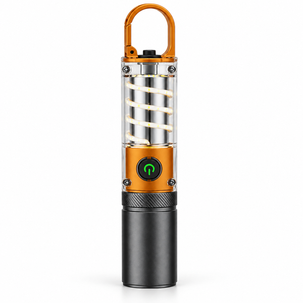 GlowHook X10 lantern with orange hanging hook and side-light cage