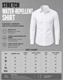 White stretch shirt diagram with size chart