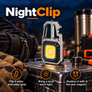 NightClip feature graphic showing the carabiner work light