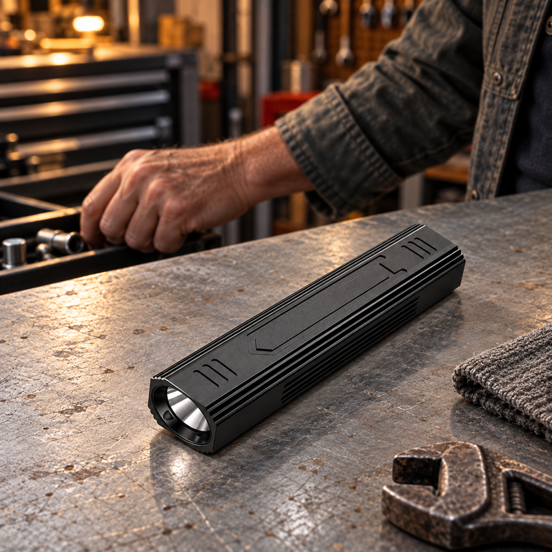 TrailCore — Carry a slim rectangular light. Illustrative scene.