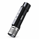 Black and silver NexTool 6-in-1 flashlight with side buttons and light panel