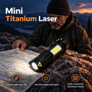 Mini Titanium Laser flashlight feature graphic with front beam active