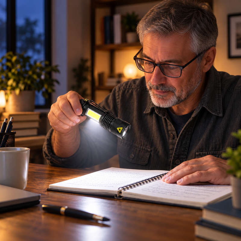 Mini Titanium Laser — Use the visible side light. Illustrative scene.