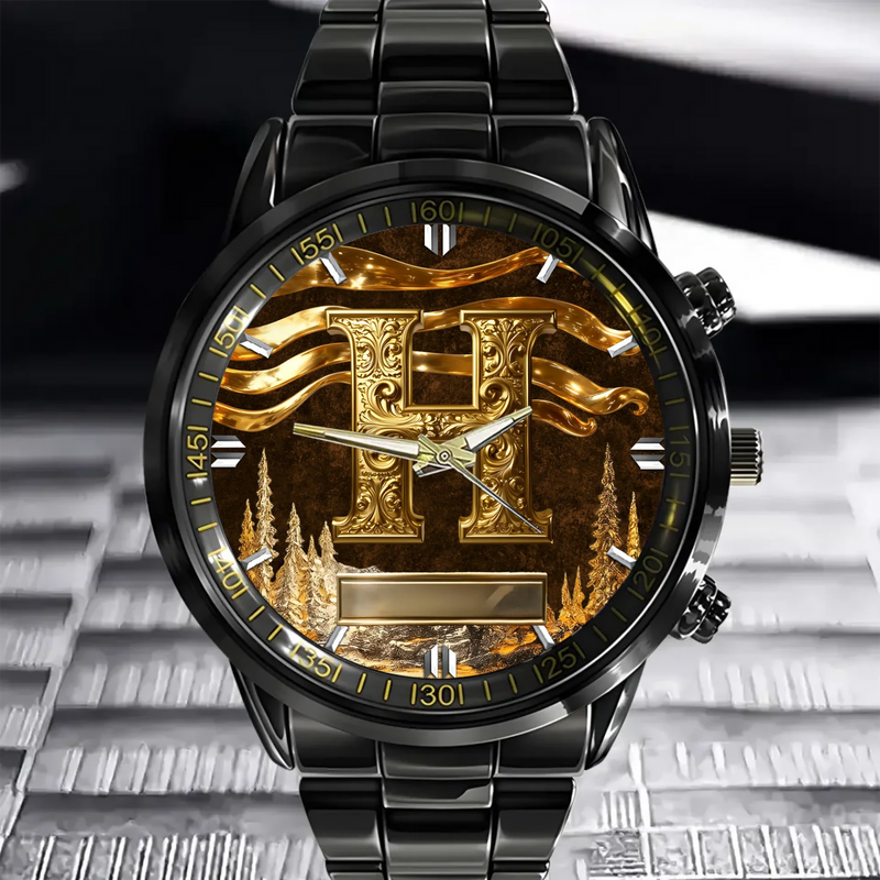 Personalized Metal-Look Dial Watch — product photo 1