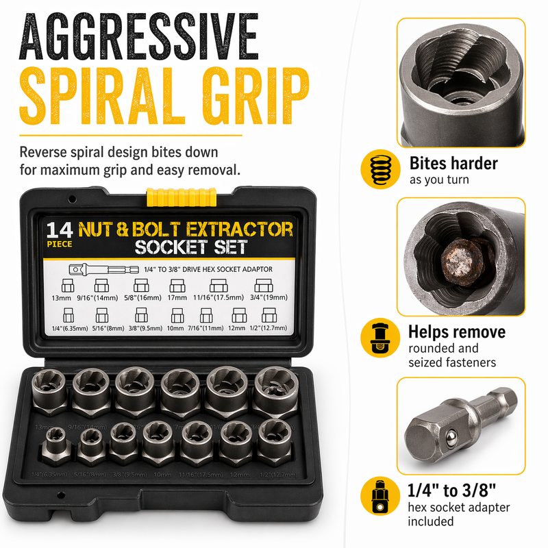 14-Piece Nut Extractor Socket Set — product photo 1