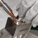 Close-up of precise TIG welding on stainless steel square tube showing clean weld bead with Mini Welding Machine