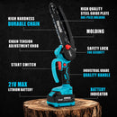 21V 600W cordless portable chainsaw with dual batteries and ergonomic non-slip handle