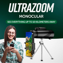 UltraZoom Monocular promotional banner – see everything up to 10 kilometers away with smartphone adapter