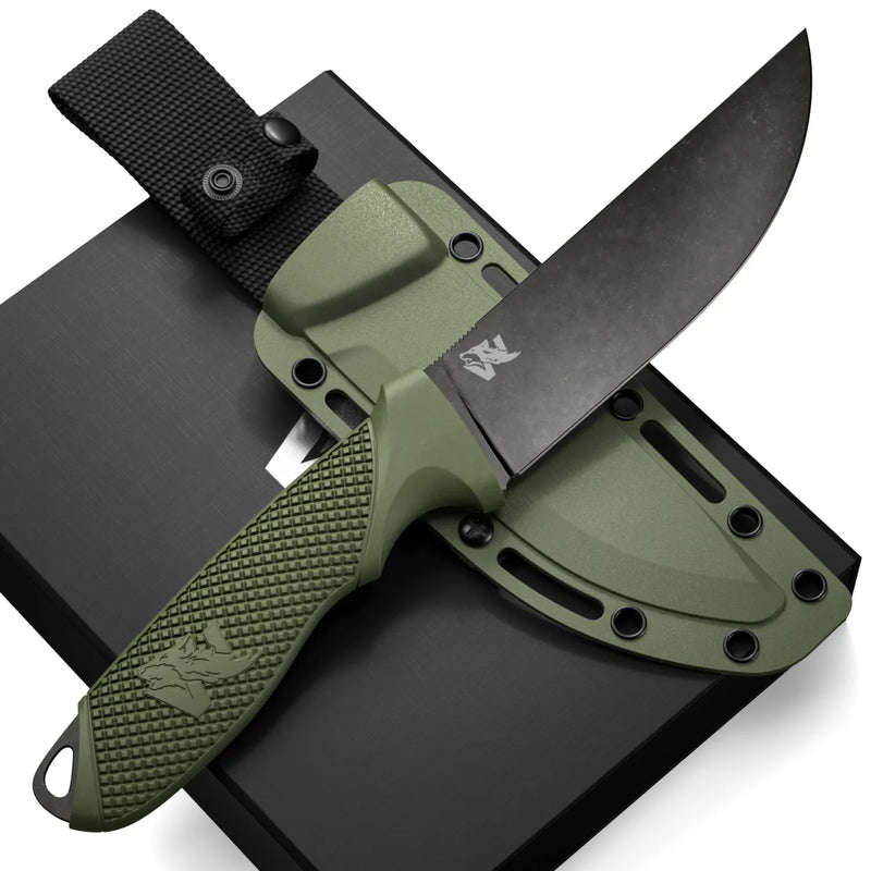 WOLFSTRIKE D2 Survival Knife – full tang fixed blade knife with tactical sheath